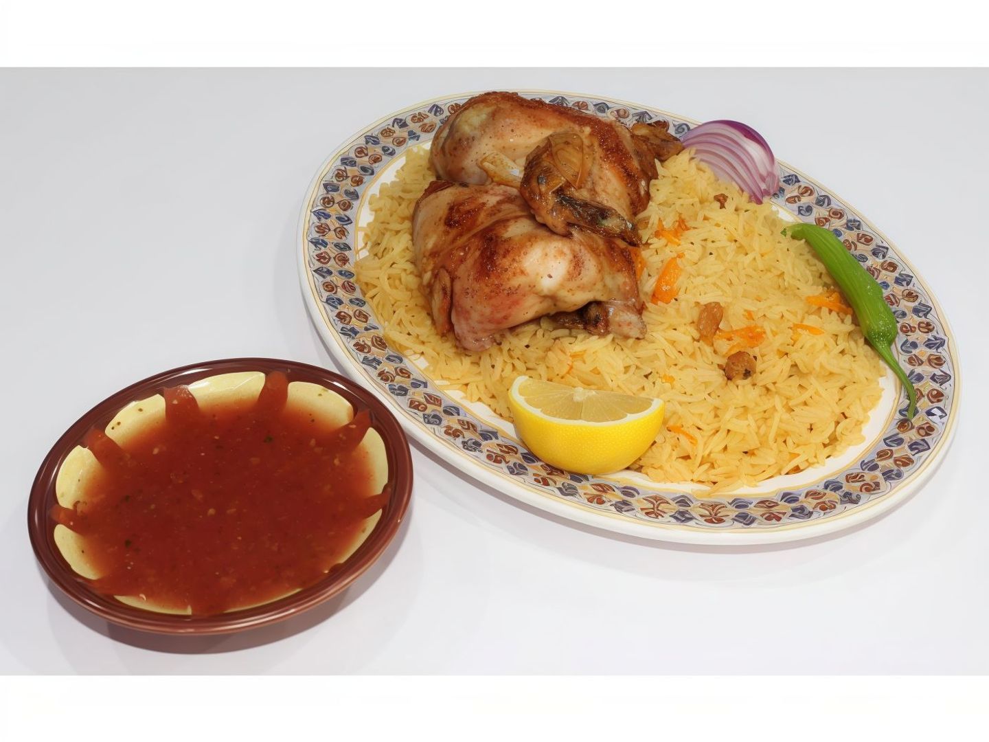 نصف دجاج شواية مع الأرز