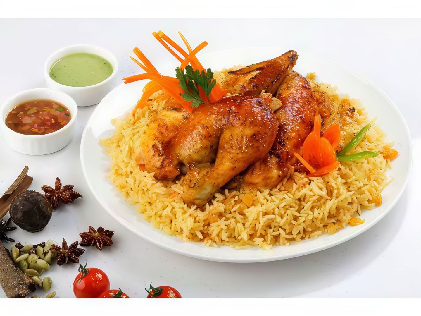 Half Grilled Chicken With Rice