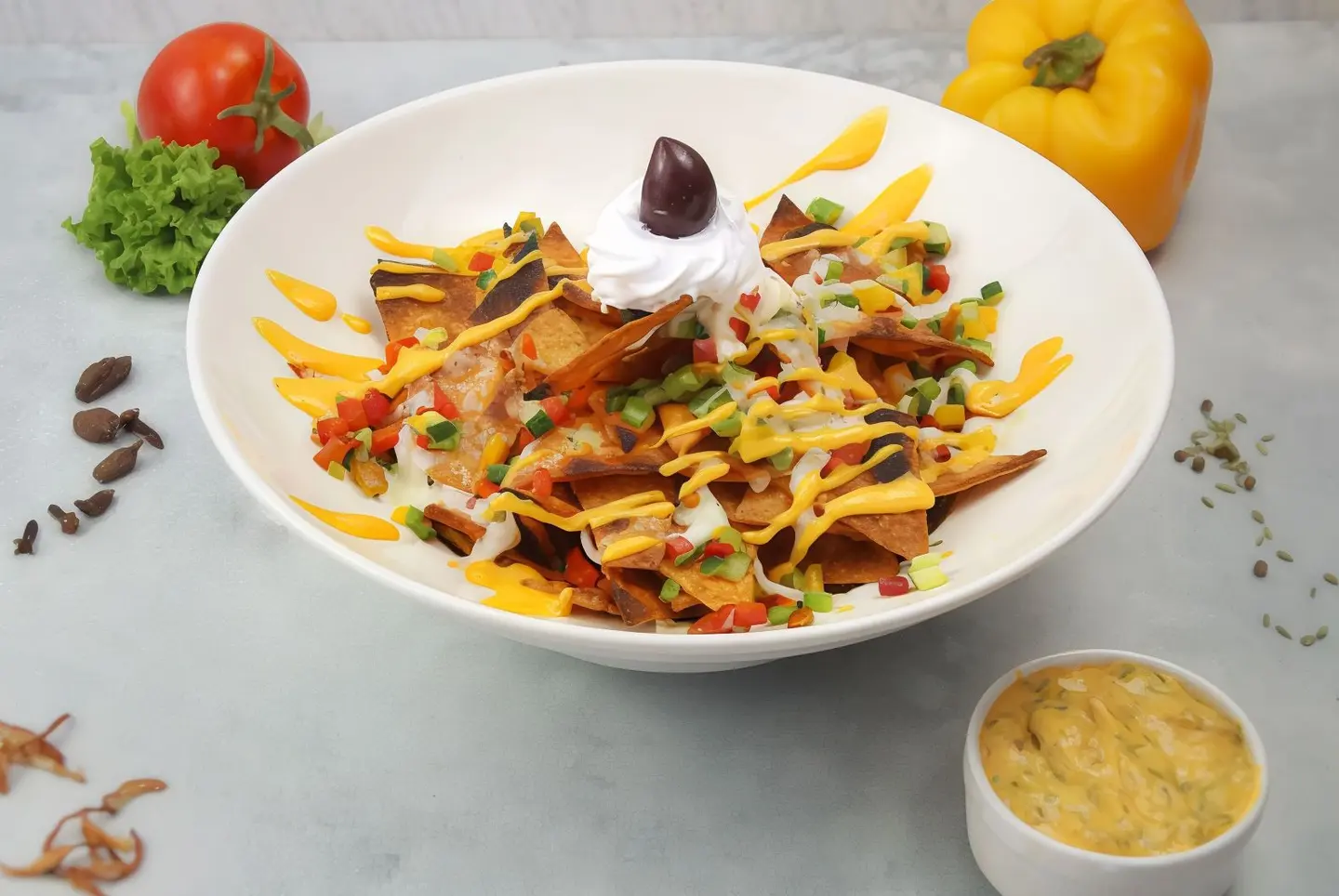 Vegetable Nachos With Cheddar Cheese