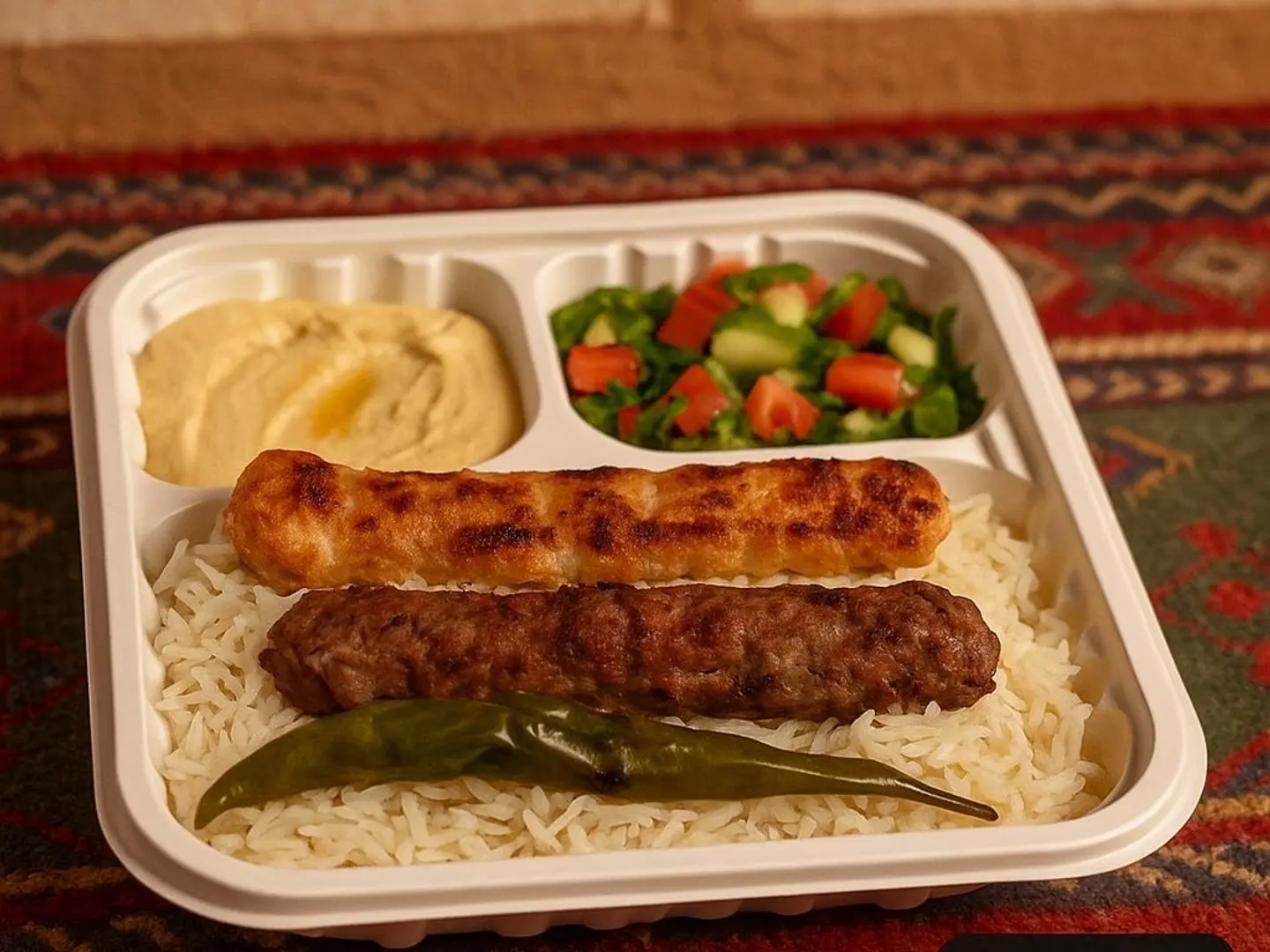 Kebab With Rice And 2 Appetizer Sides