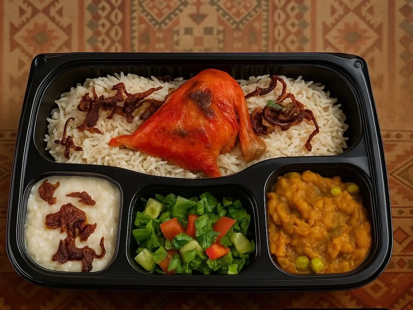 Chicken With Rice , 2 Side Dishes And A Salad Combo