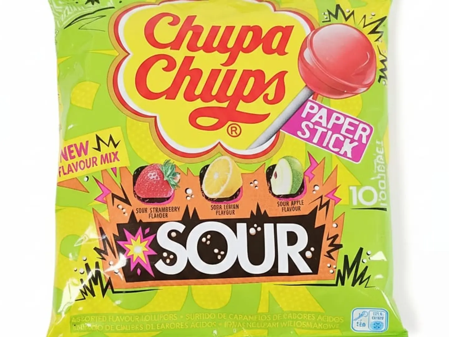 Chupa Chups Mixed Sour Lollipops 10 Pieces