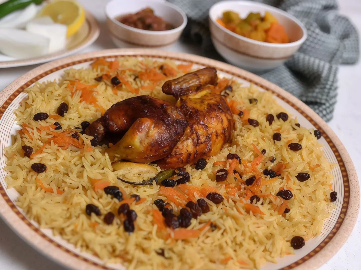 نصف دجاج شواية مع الرز البخاري