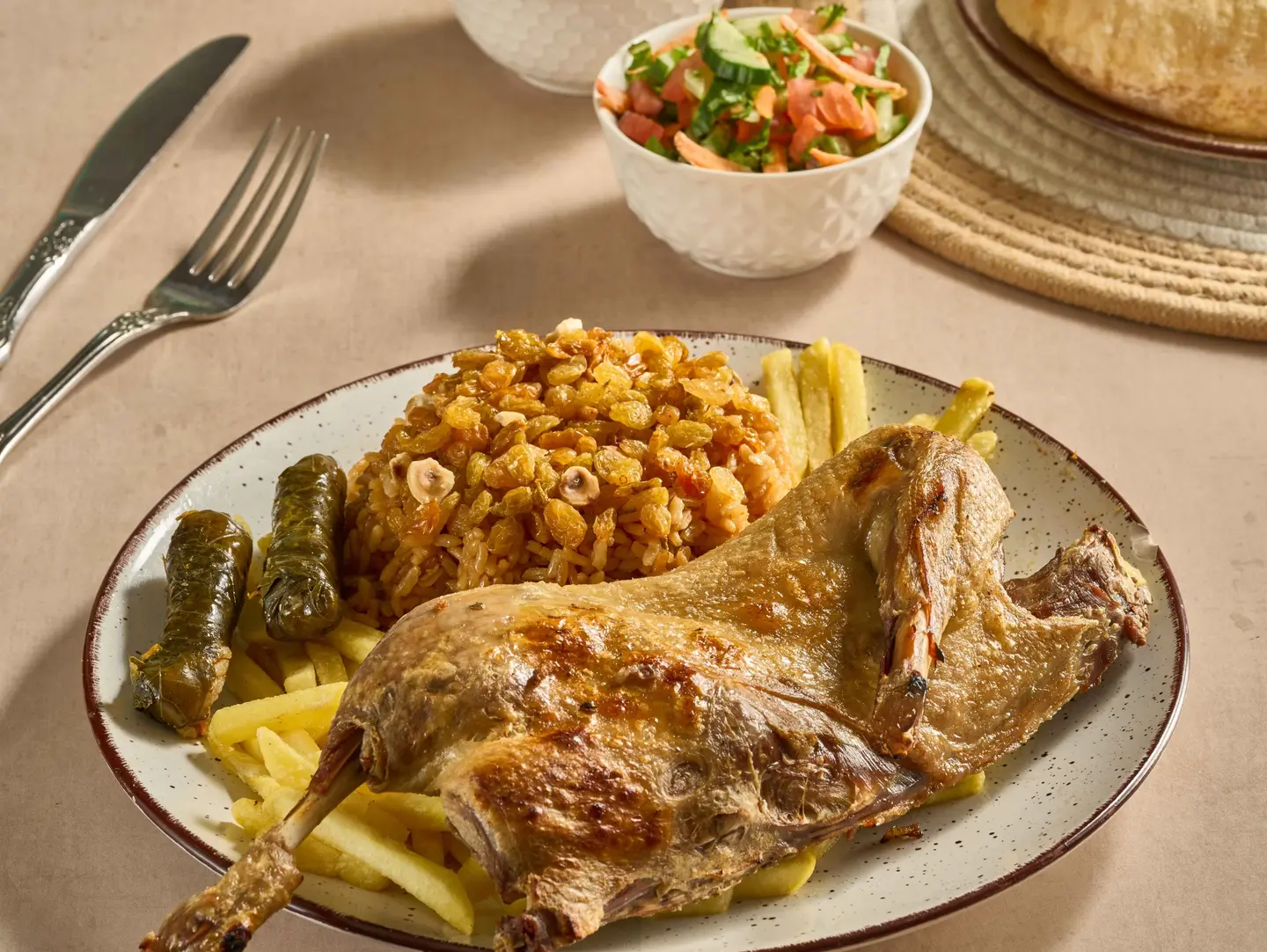 Half Duck With Rice And Nuts