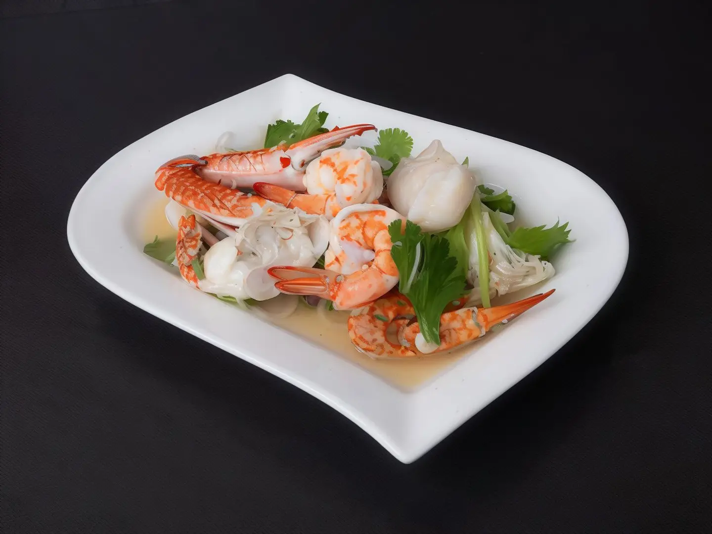 سلطة المأكولات البحرية المختلطة الحارة