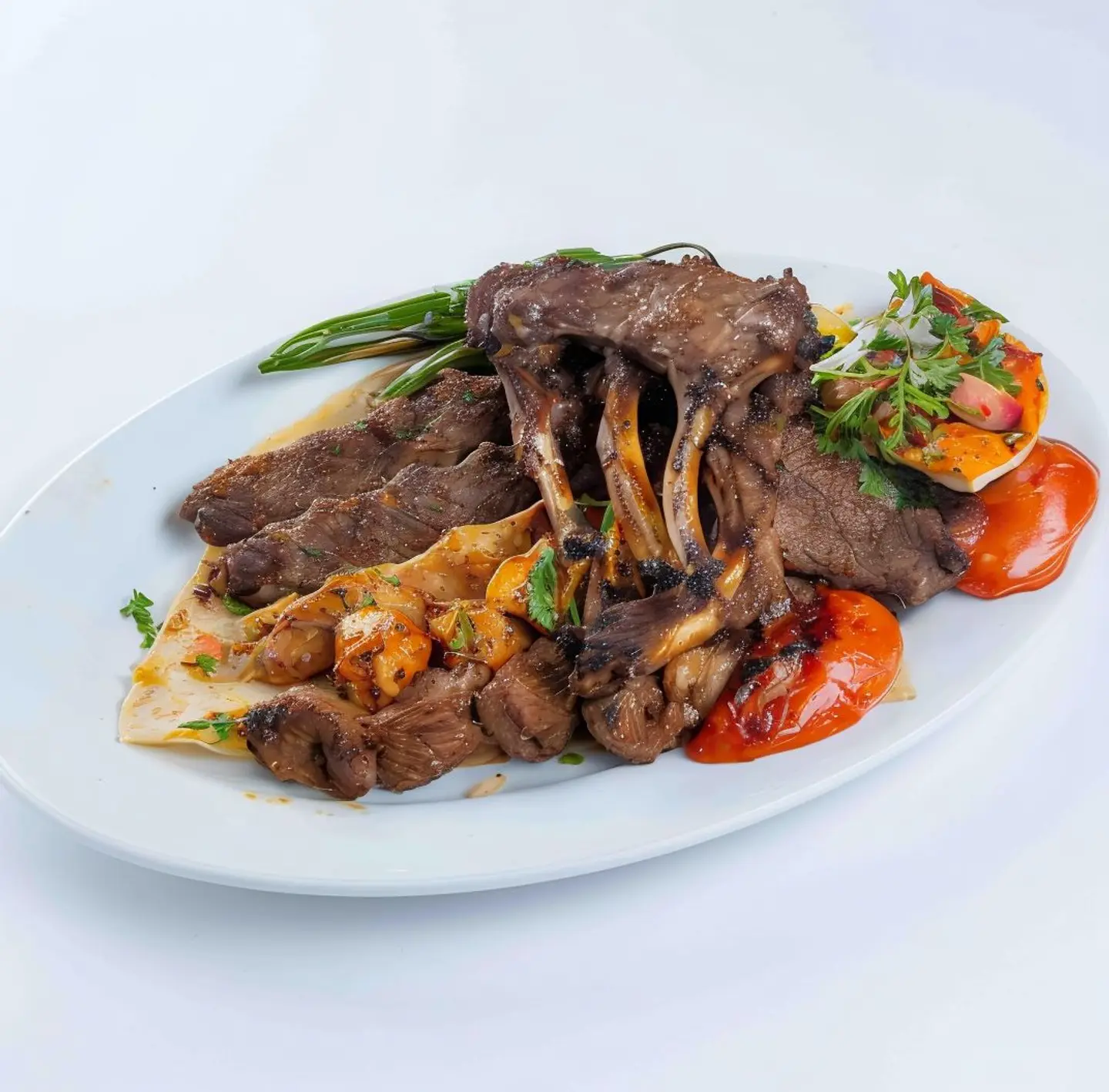 مشكل لحم مع ريش