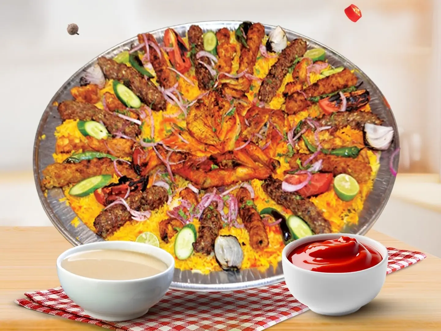 حبة دجاج مع كيلو مشاوي مشكل