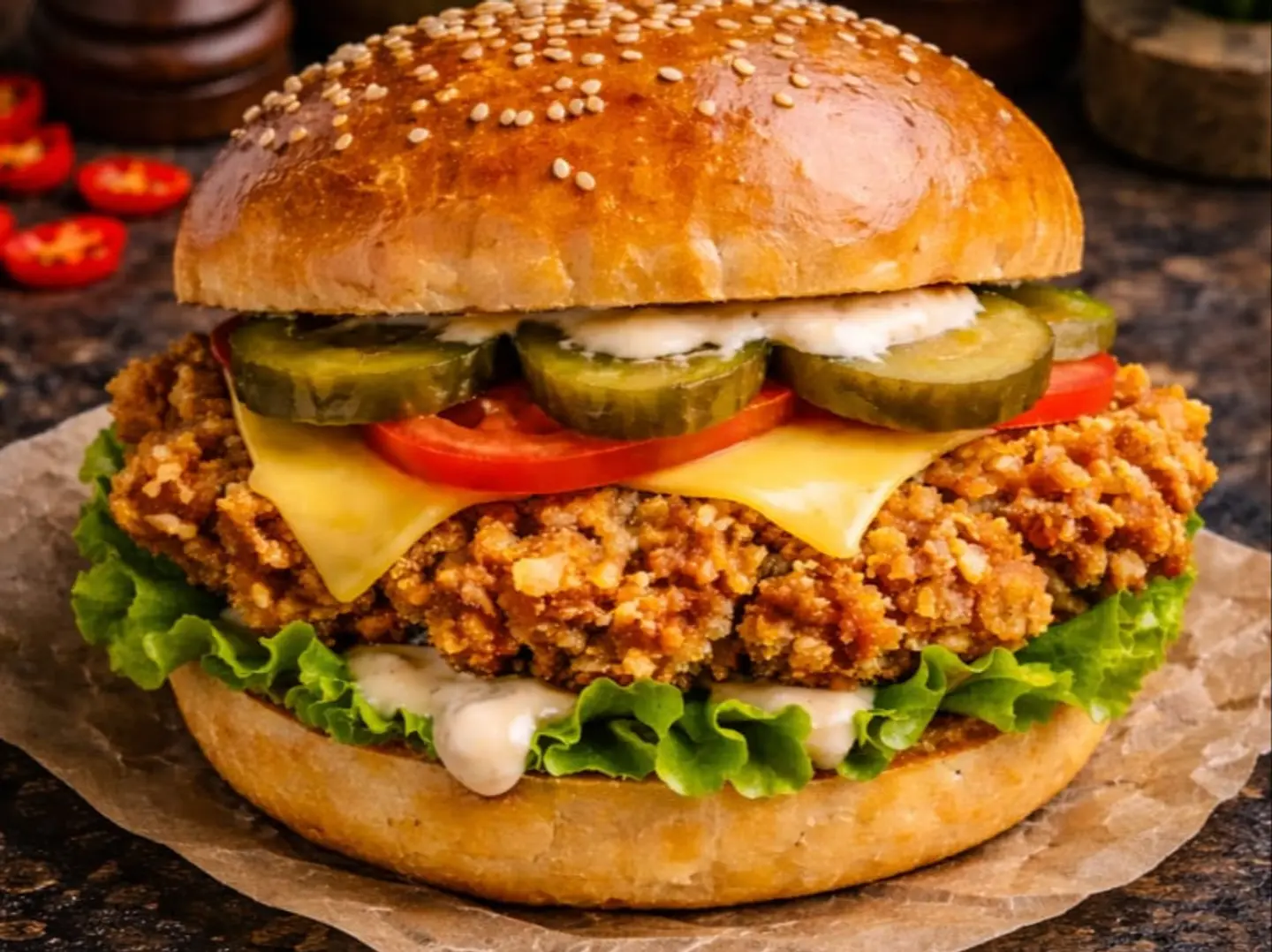 Regular Crispy Burger - Burning