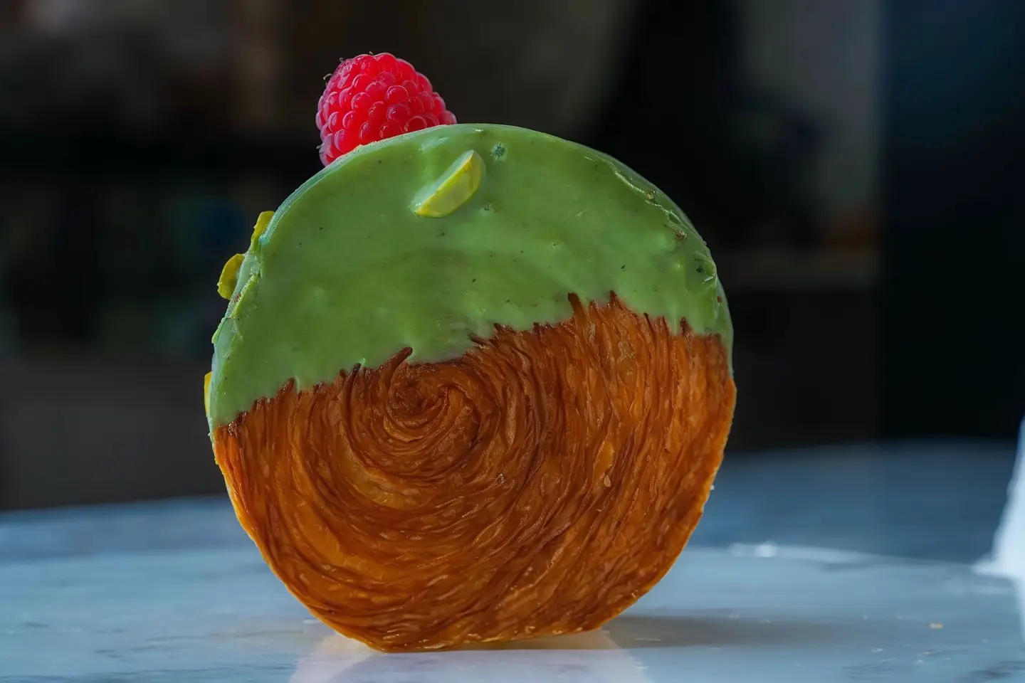 Pistachio Raspberry Croissant Roll