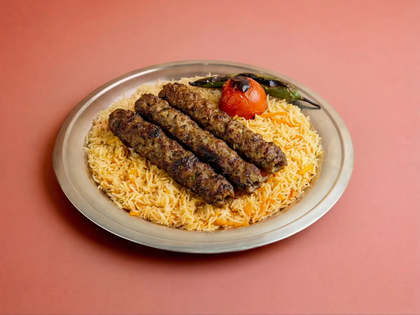 كباب لحم مع رز