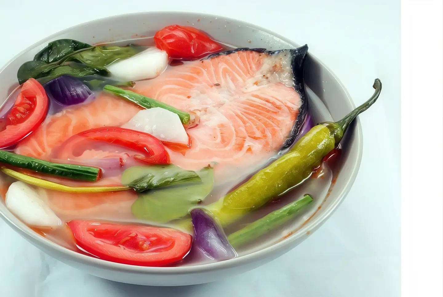 سمك سلمون فيليه مع الشوربة و الخضار