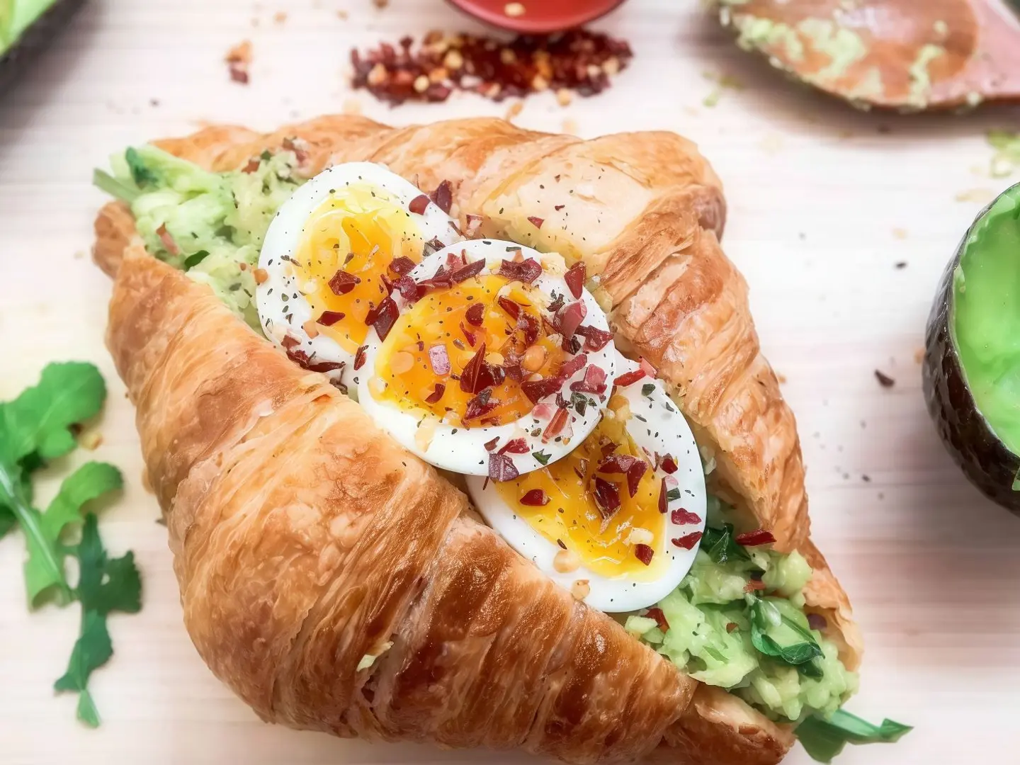 كرواسون بيض مسلوق