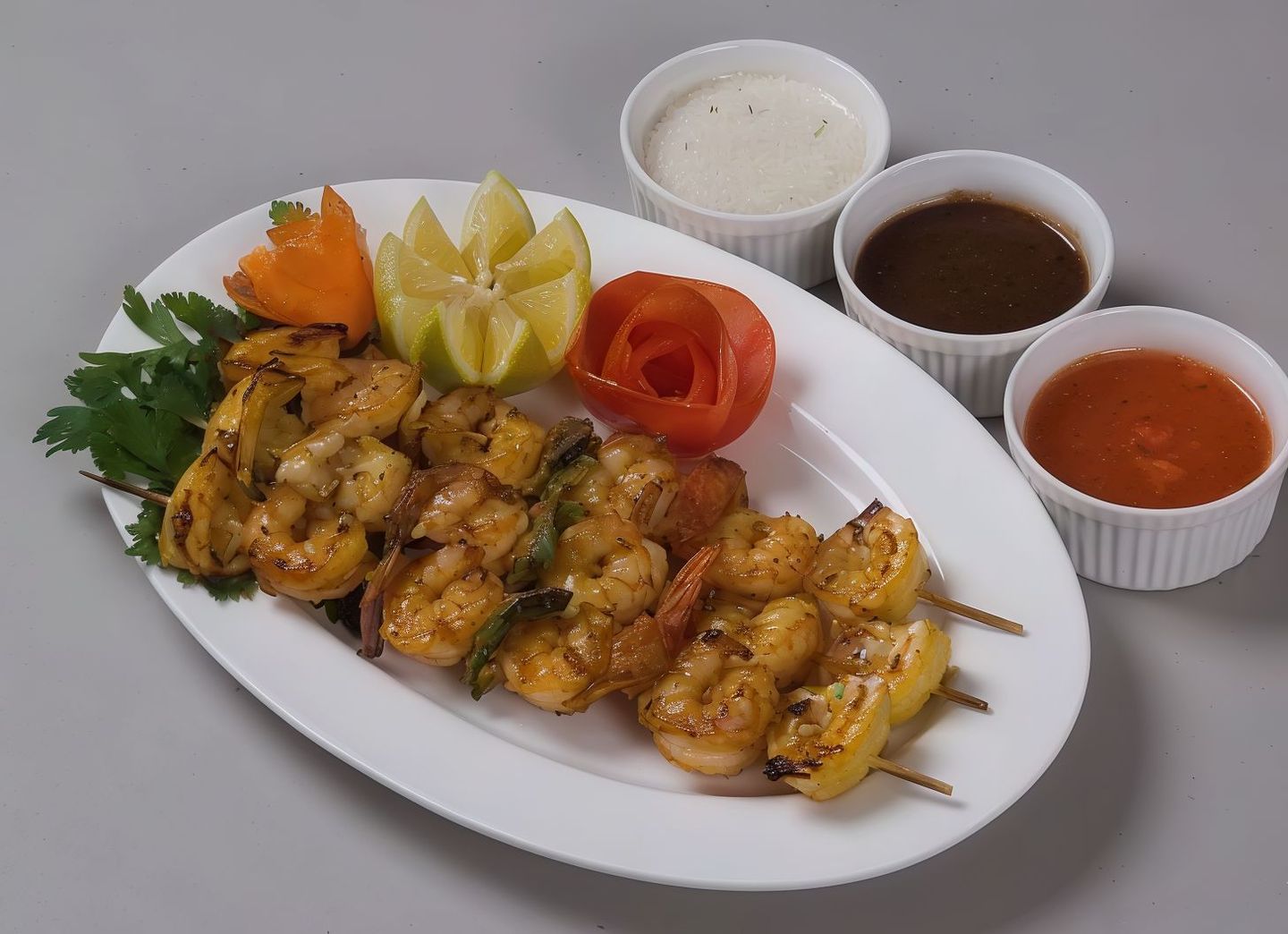 Shrimp Kebab With Rice