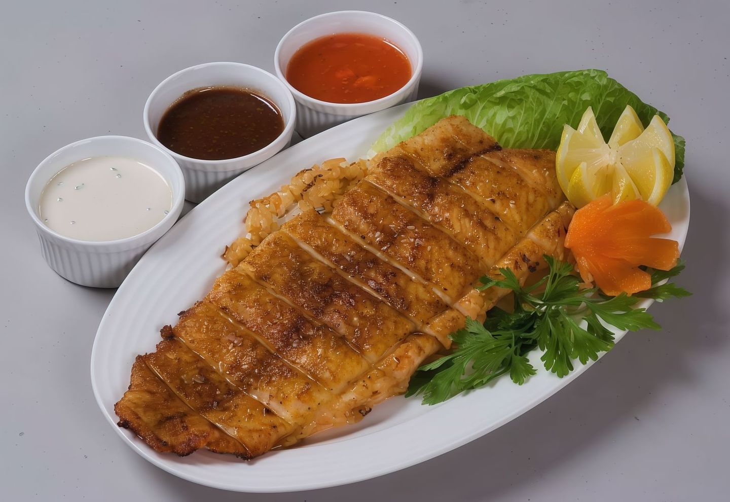 Grilled Fish Fillet With Rice