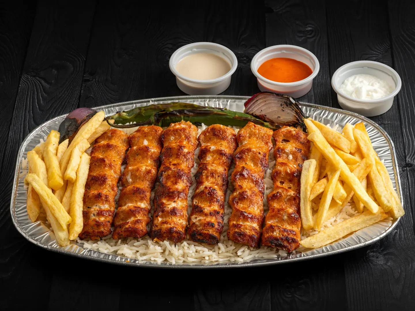 نص كيلو كباب دجاج مع الرز