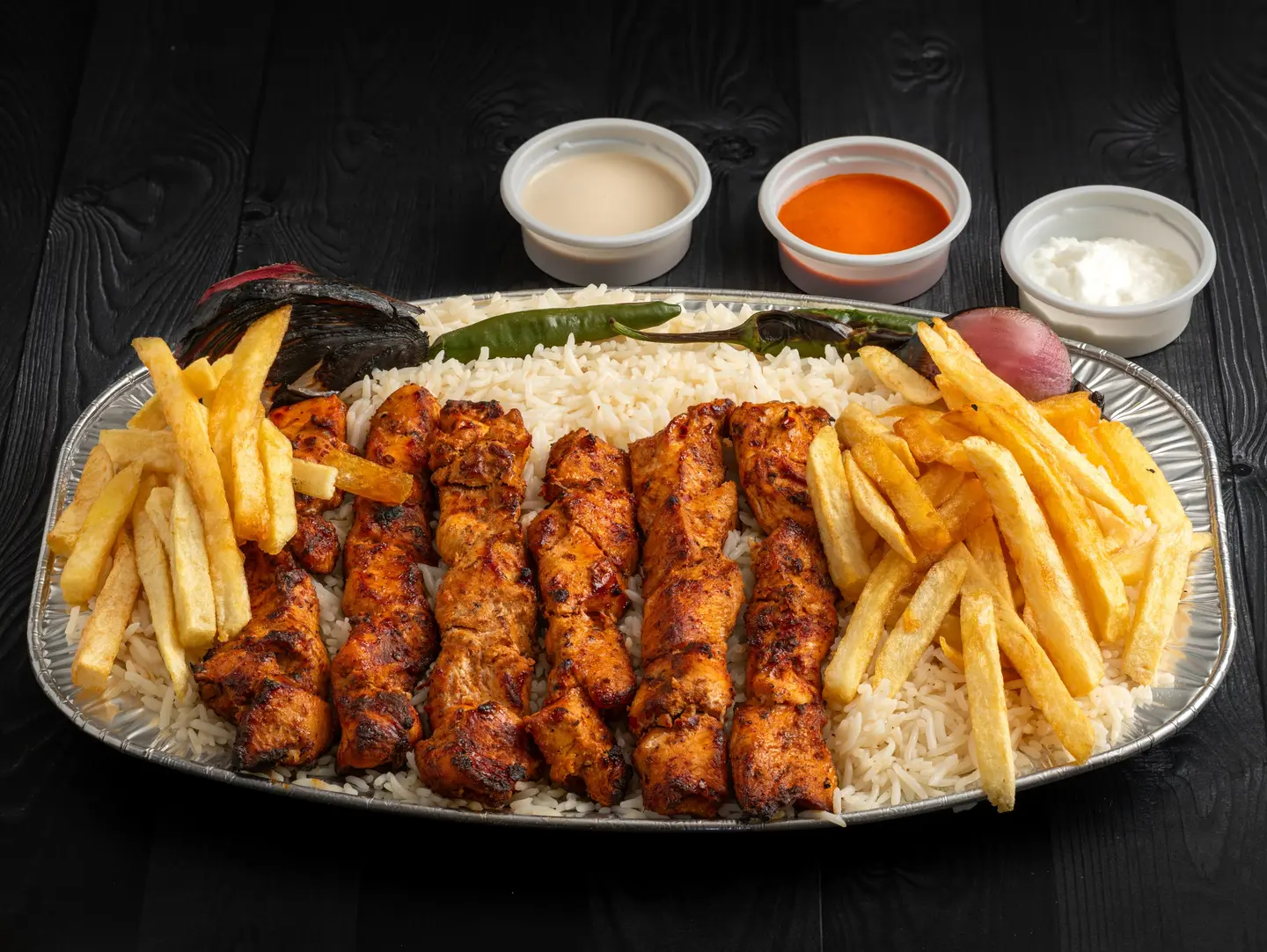 نص كيلو شيش طاووق مع الرز