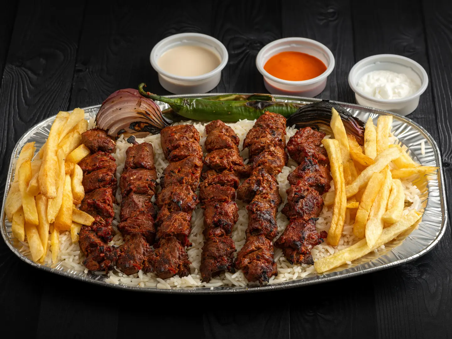 نص كيلو اوصال لحم مع الرز