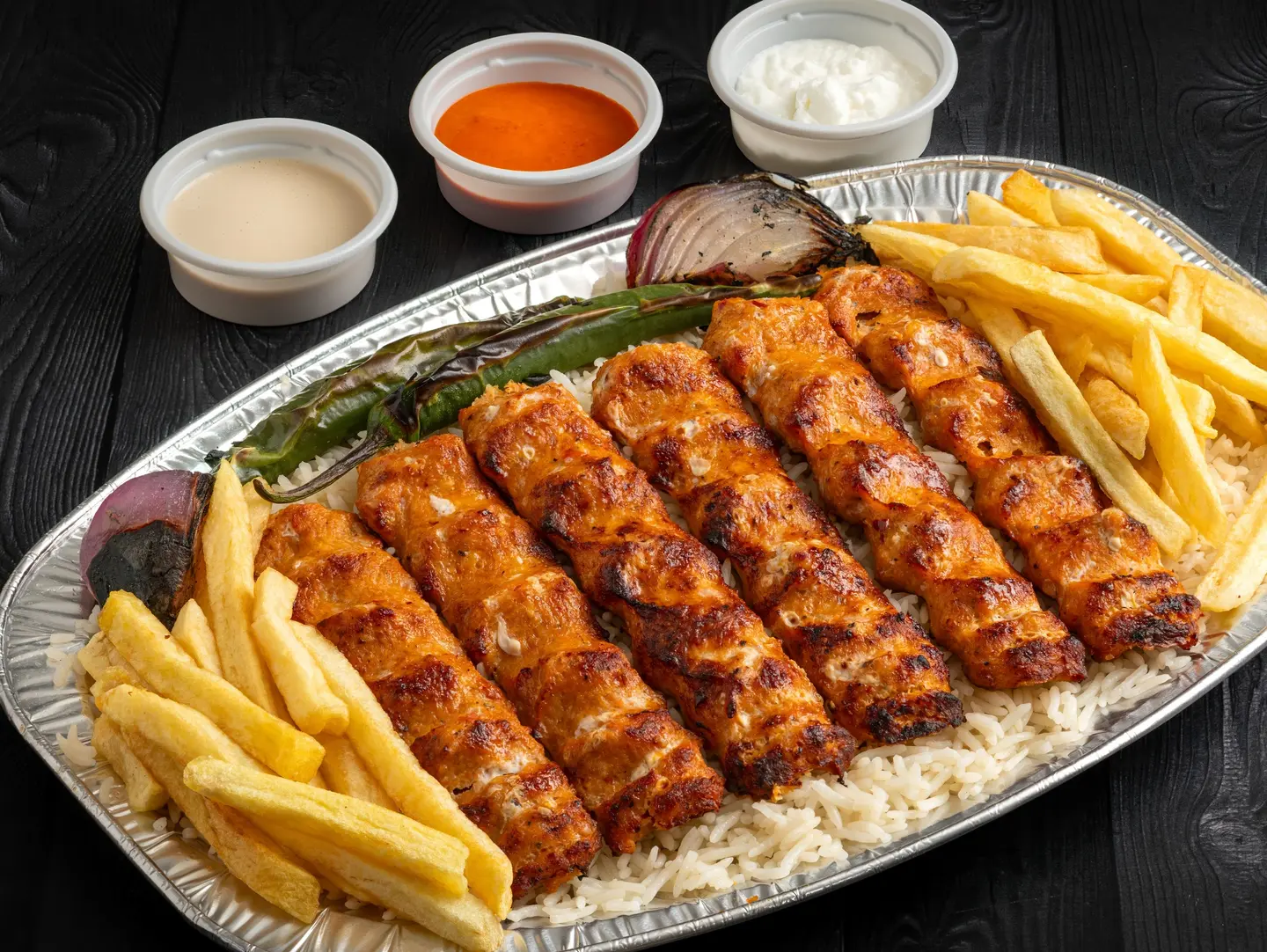 12 سيخ كباب دجاج مع الرز