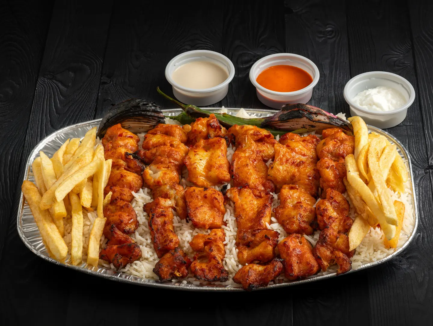 صحن 9 اسياخ فيليه سمك مع الرز