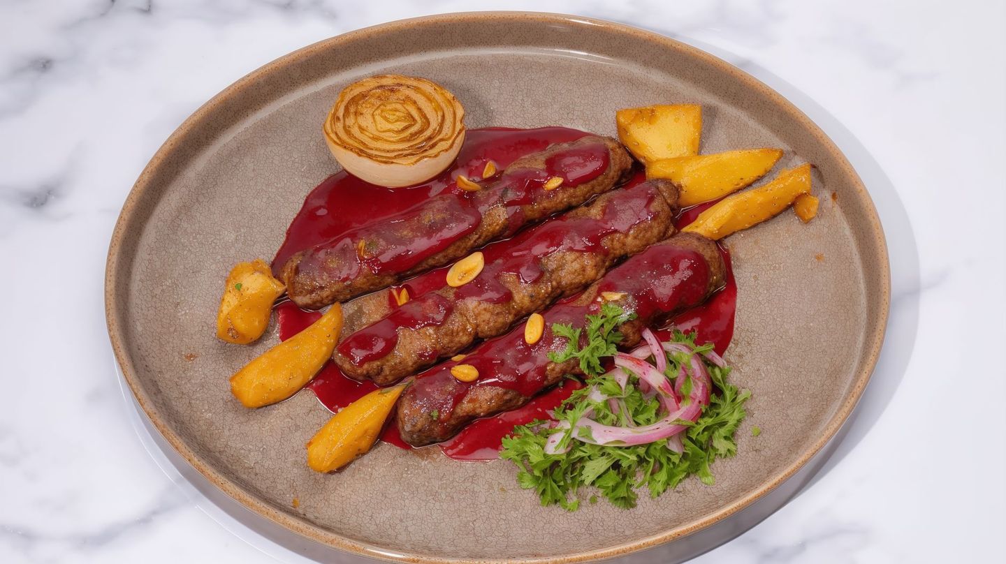 Halabi Meat Kebab With Cherry Sauce