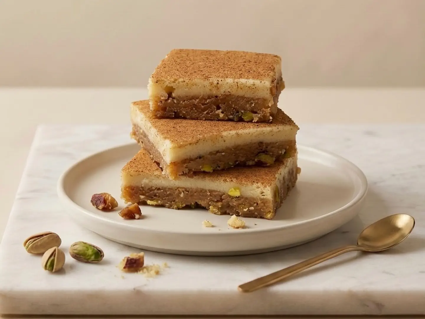 ربع كيلو بسبوسة تشيز قرفة