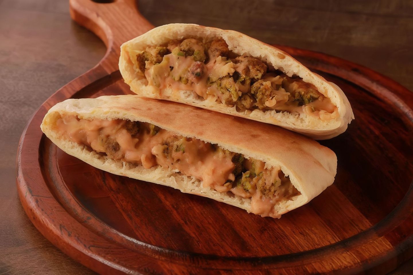 ساندوتش فلافل وفول هاشم خبز عربي