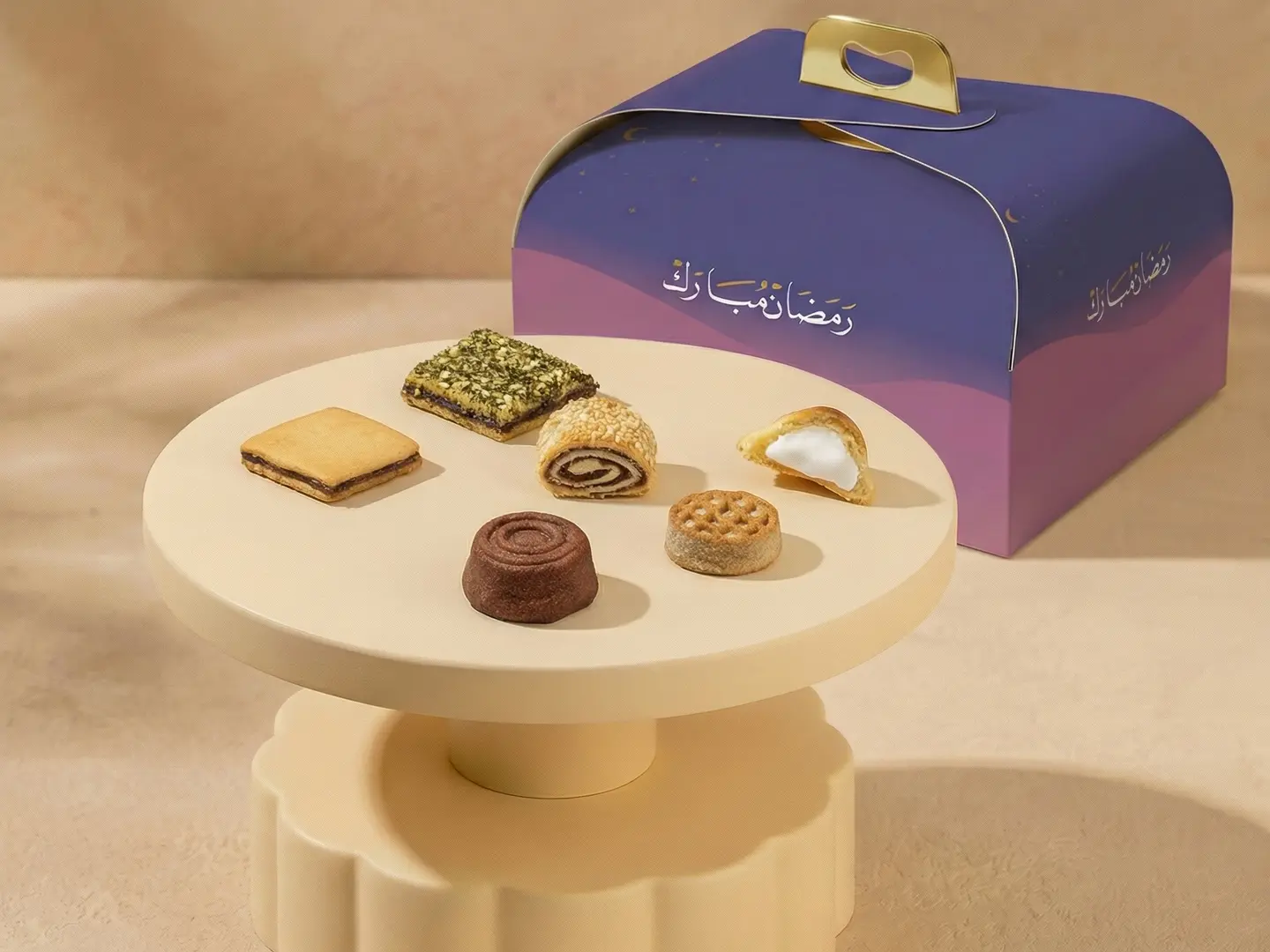 Mixed Maamoul And Kunafa Bites With Cream