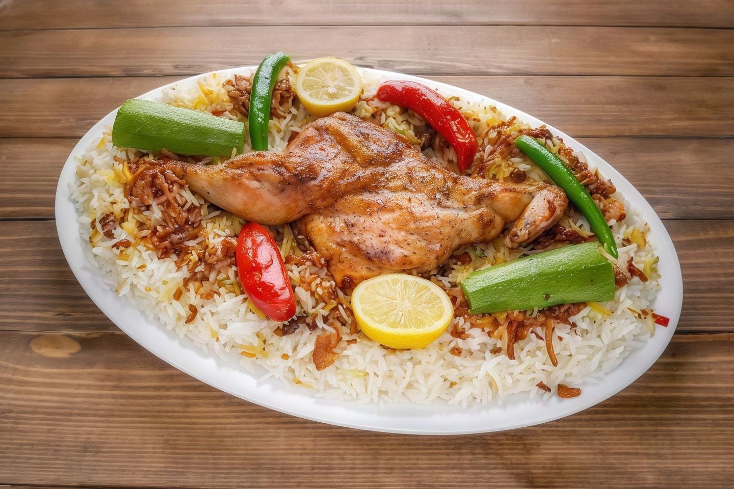 نصف دجاج مع أرز شعبي