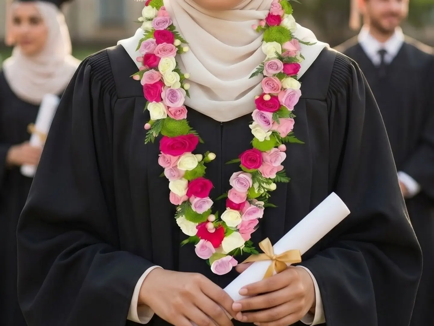 Amazing Achievement A Necklace Graduated With Natural Roses