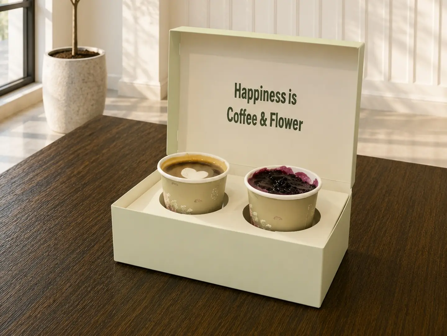 Happiness Box With Coffee And Sweets Medium Size