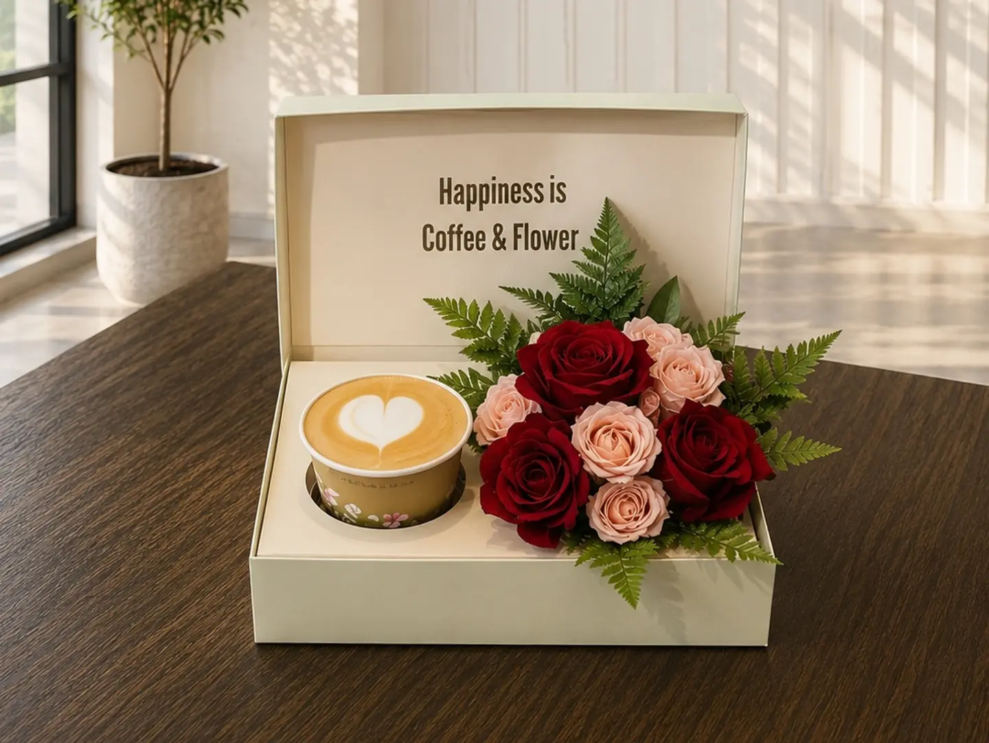 New Year's Box Coffee And Flowers Medium Size