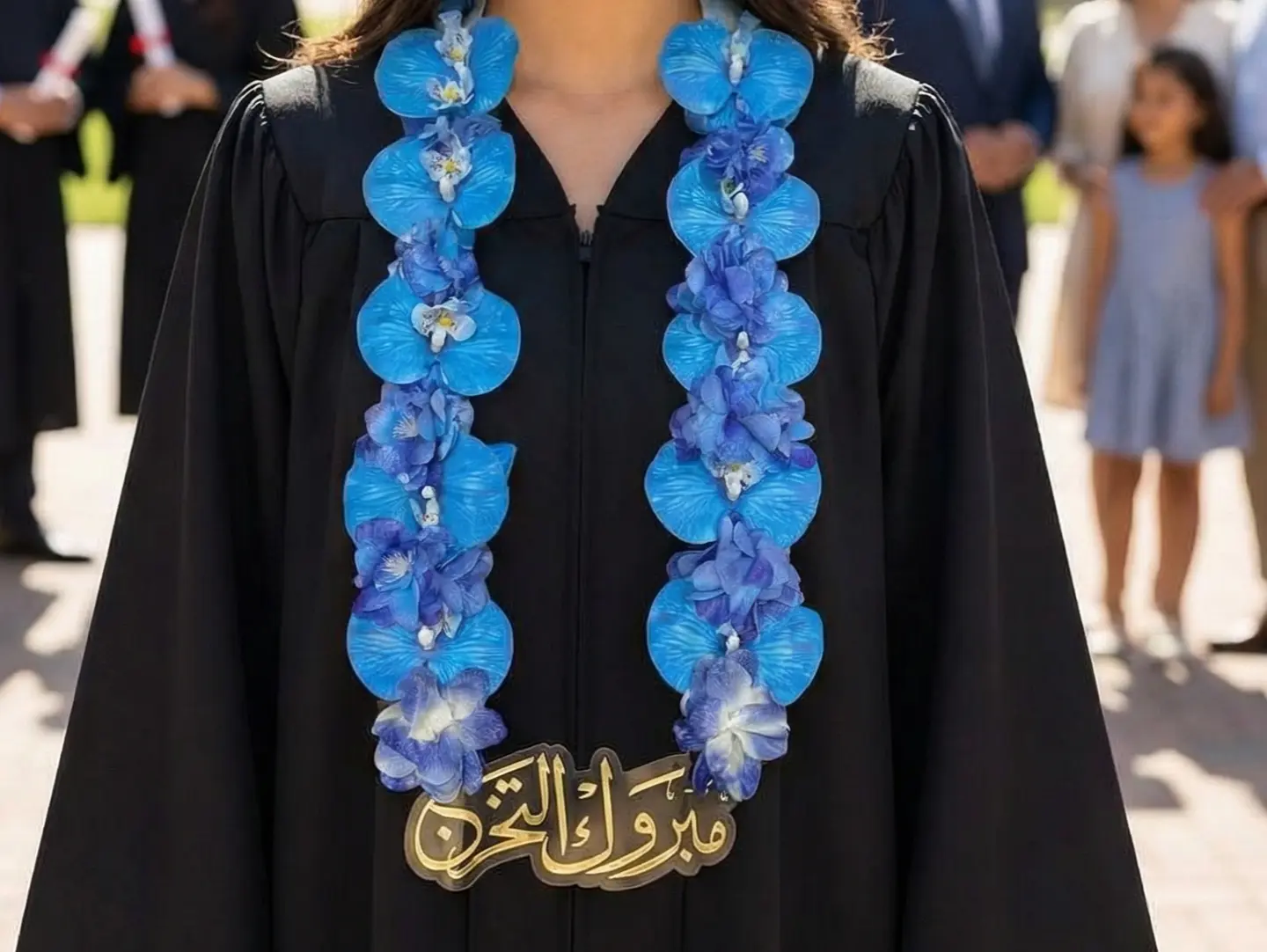 Royal Blue Orchid Graduation Lei