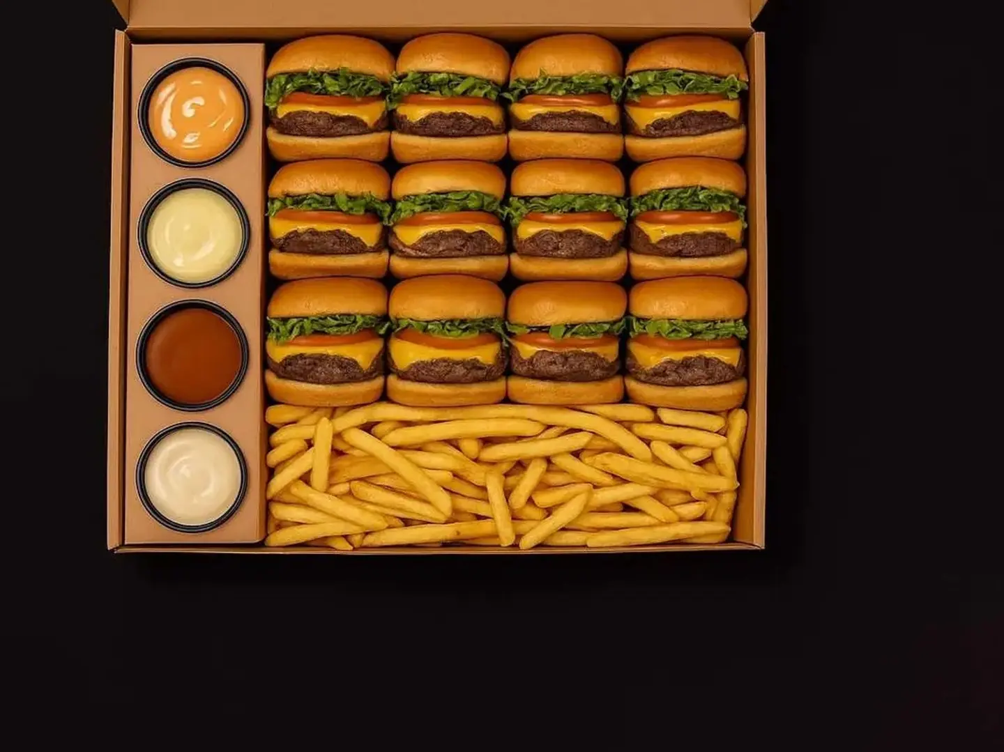 12برجر مشوي 6لحم 6دجاج كبير بطاطس ٤صوص