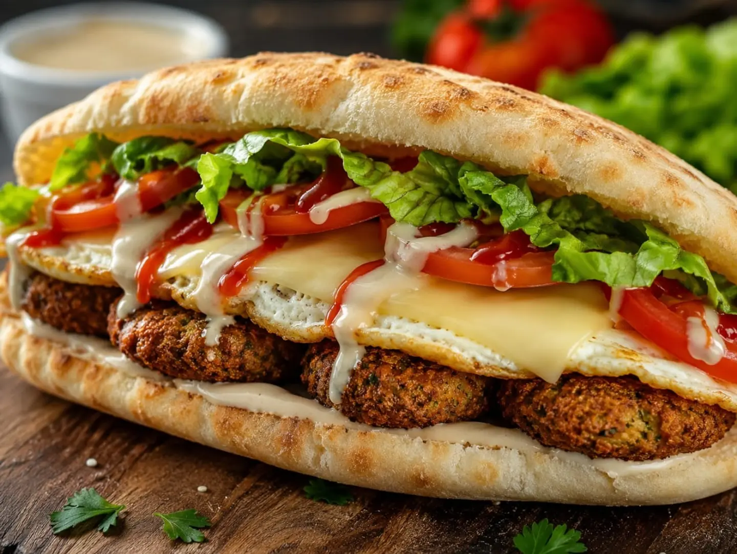 Sandwich Falafel With Egg