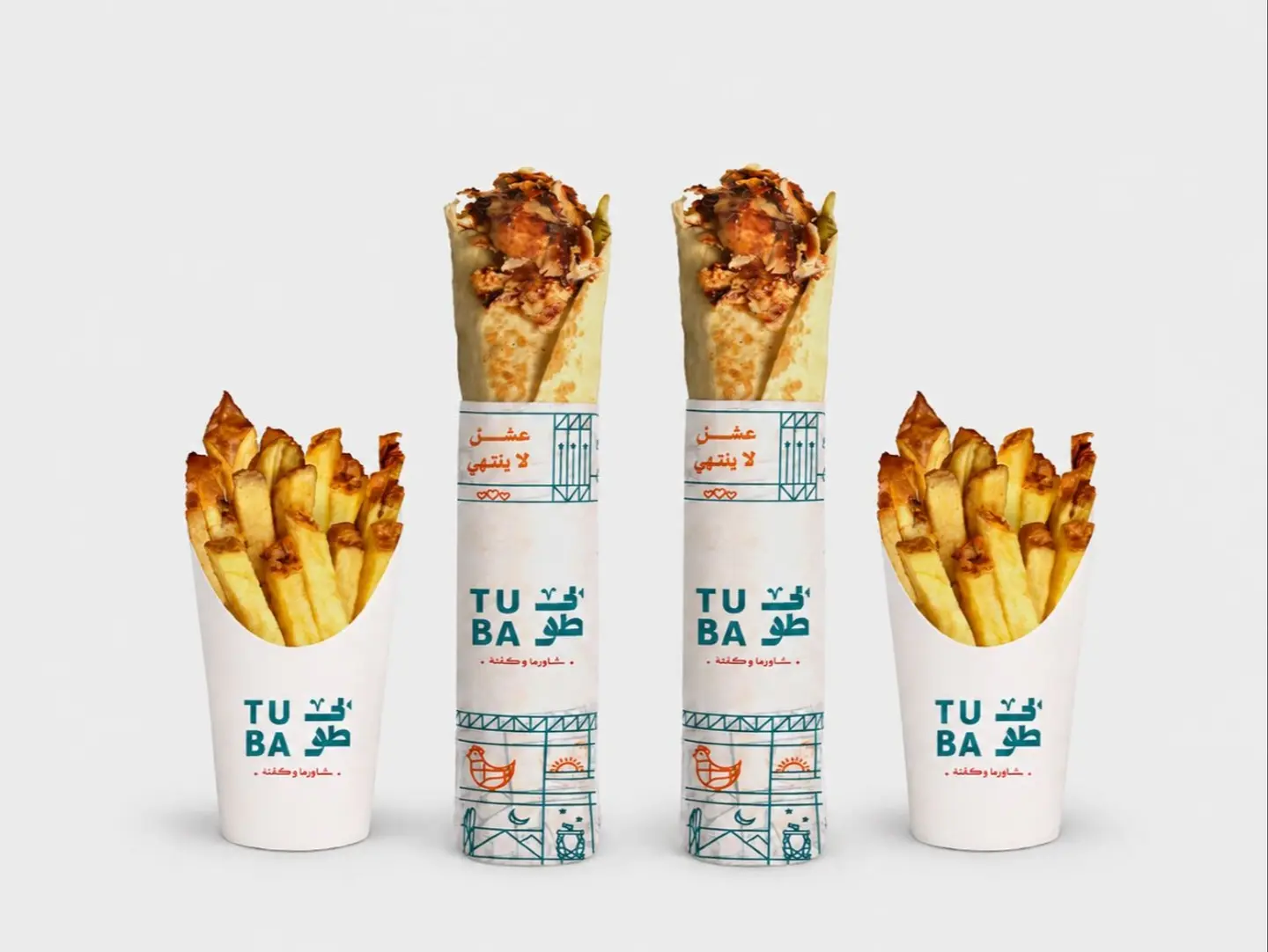 عرض الثنائي شاورما صاروخ دجاج مع بطاطس