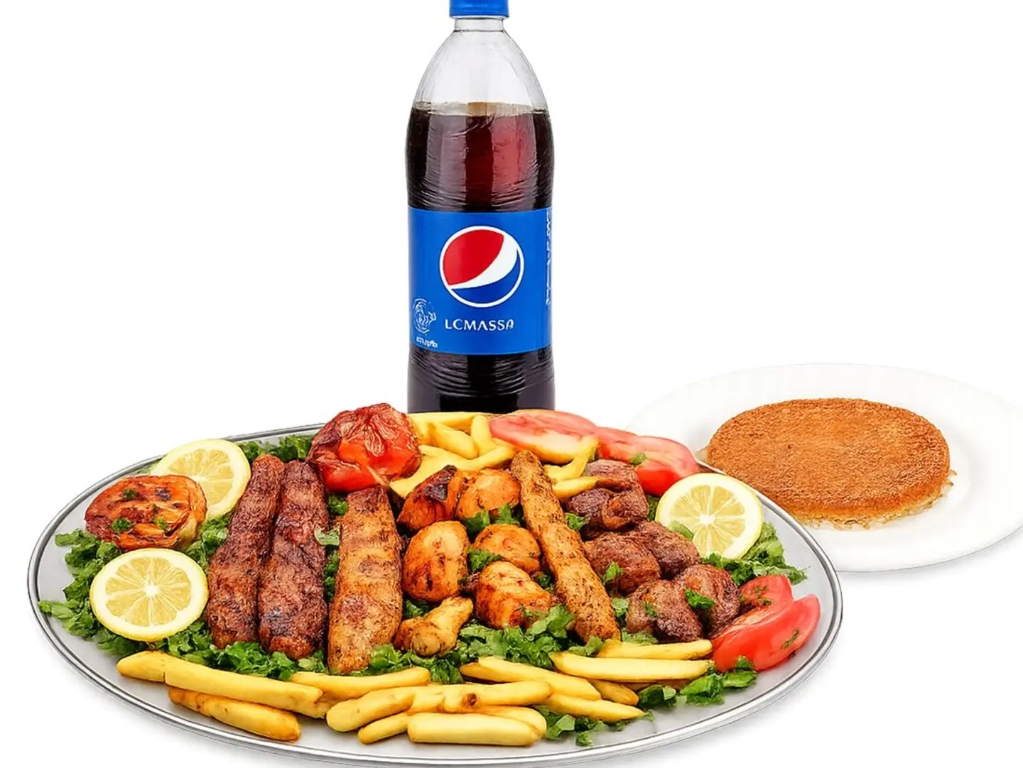 اثنين نفر مشاوي مع كنافة ومشروب لتر