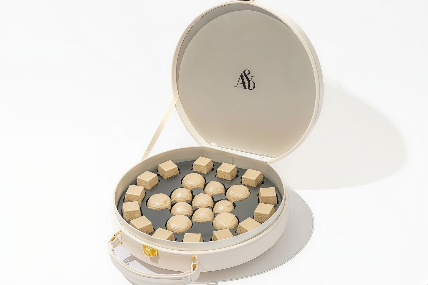 Leather Handle Box   Beige