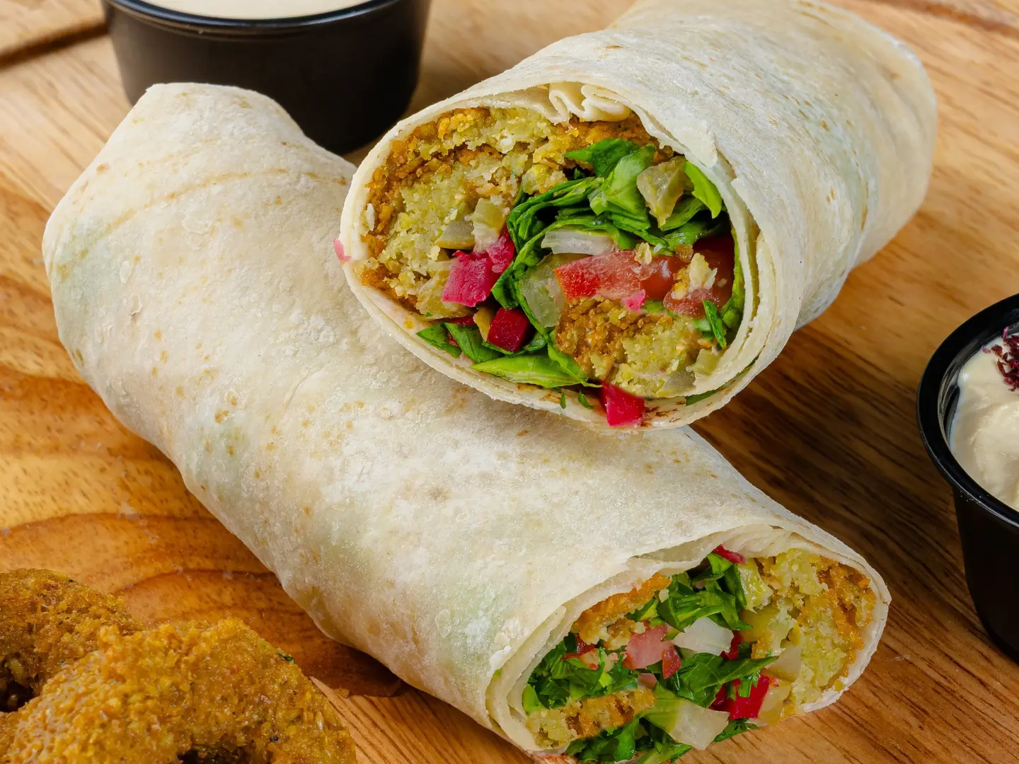 Mixed Falafel And Hummus Sandwich