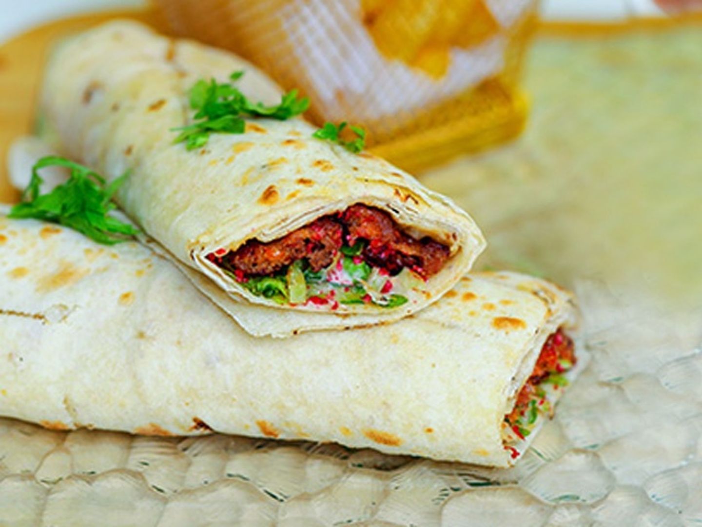 Meat Kebab With Hummus Rocket