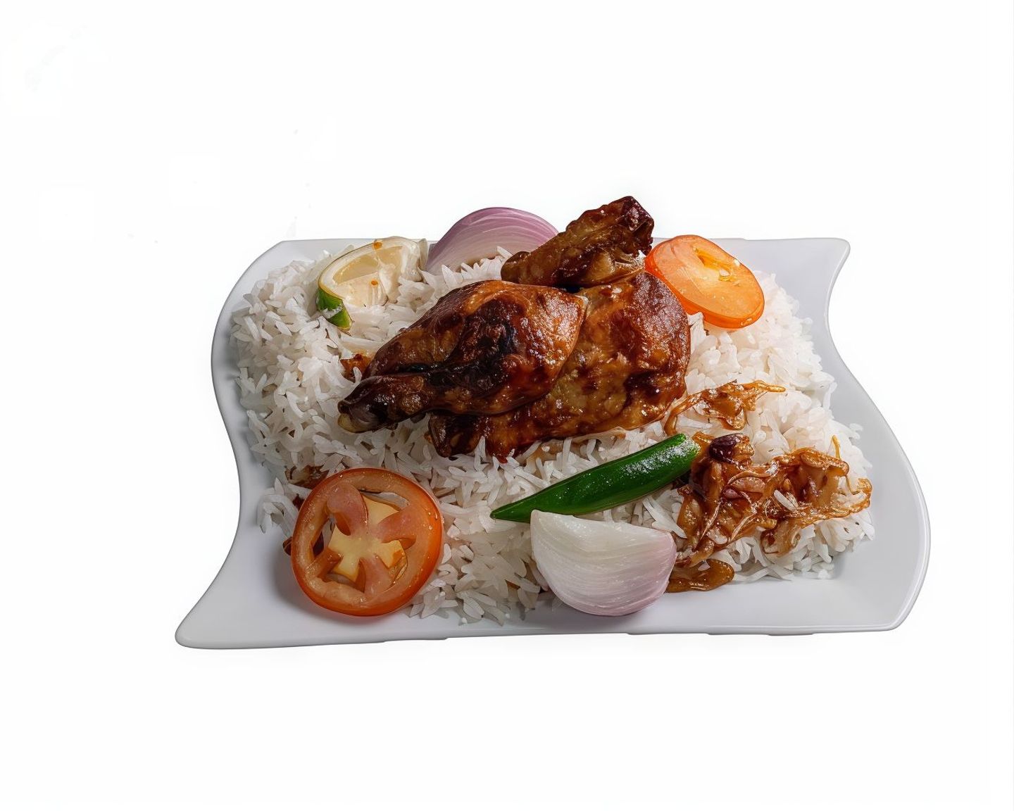 نصف حبة شواية مع أرز ابيض