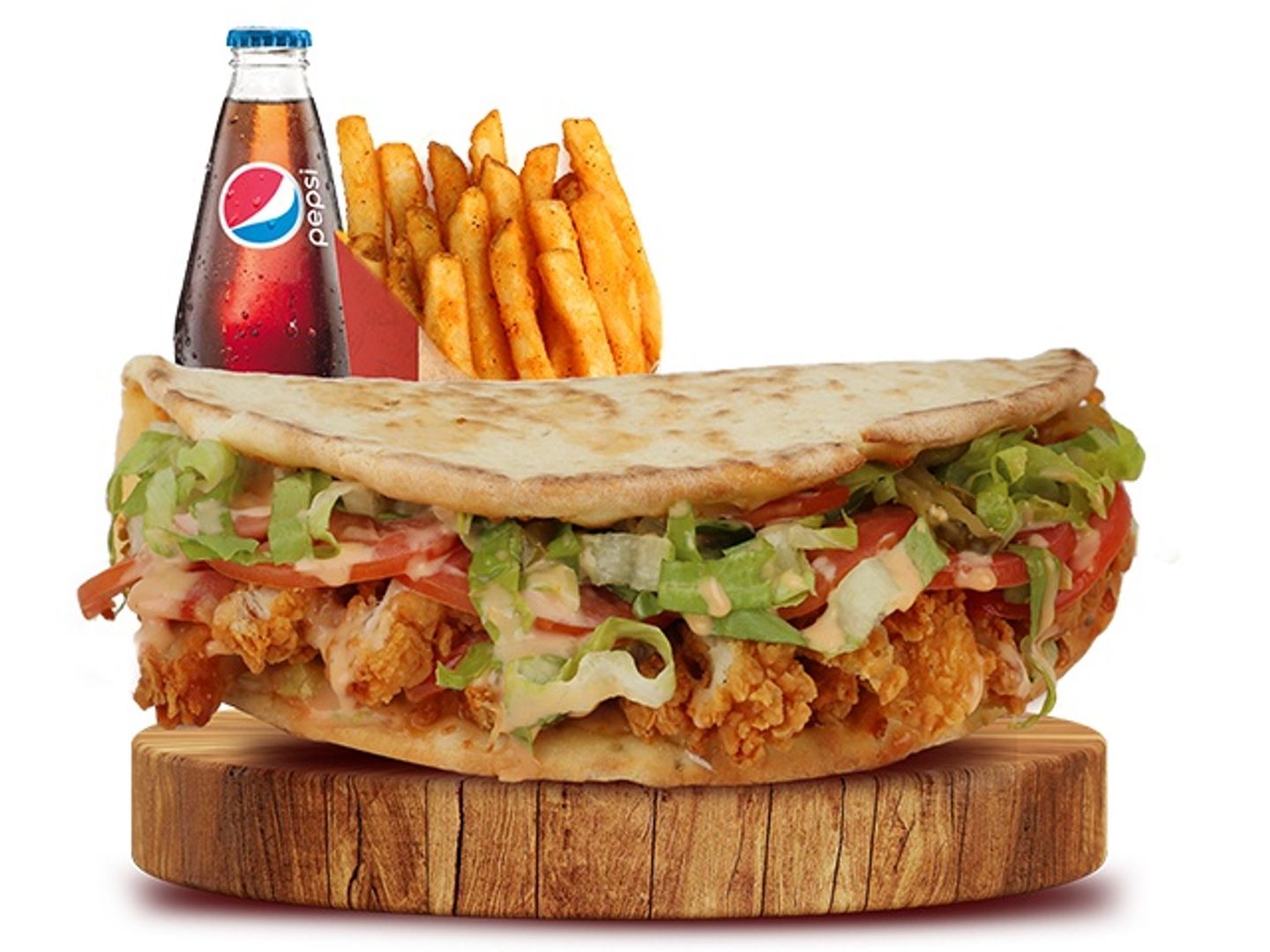 كالزوني دجاج مع بيبسي