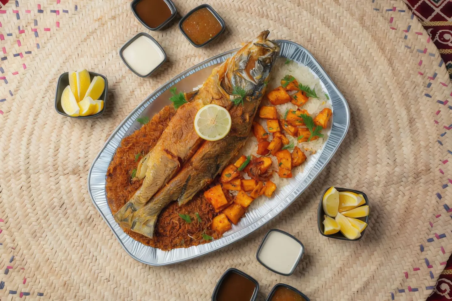 Fried Fresh Sea Bass Meal For Two