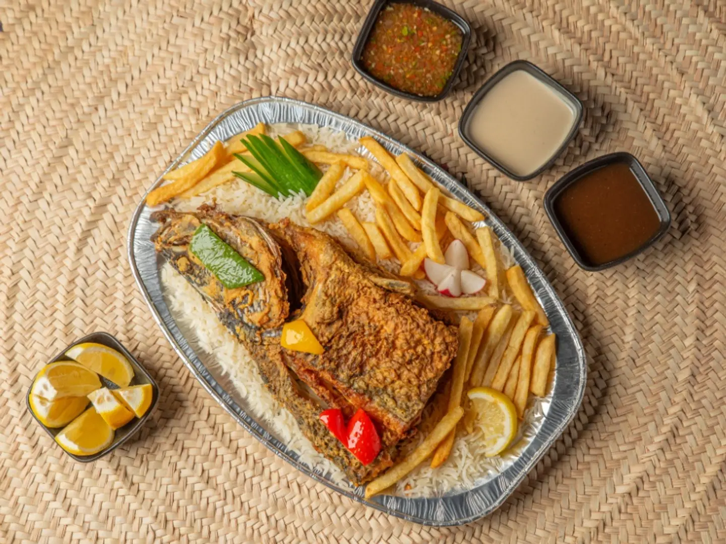 Meal For One Fried Fish With White Rice