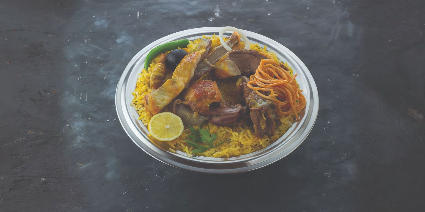 لحم مندي مع أرز مندي
