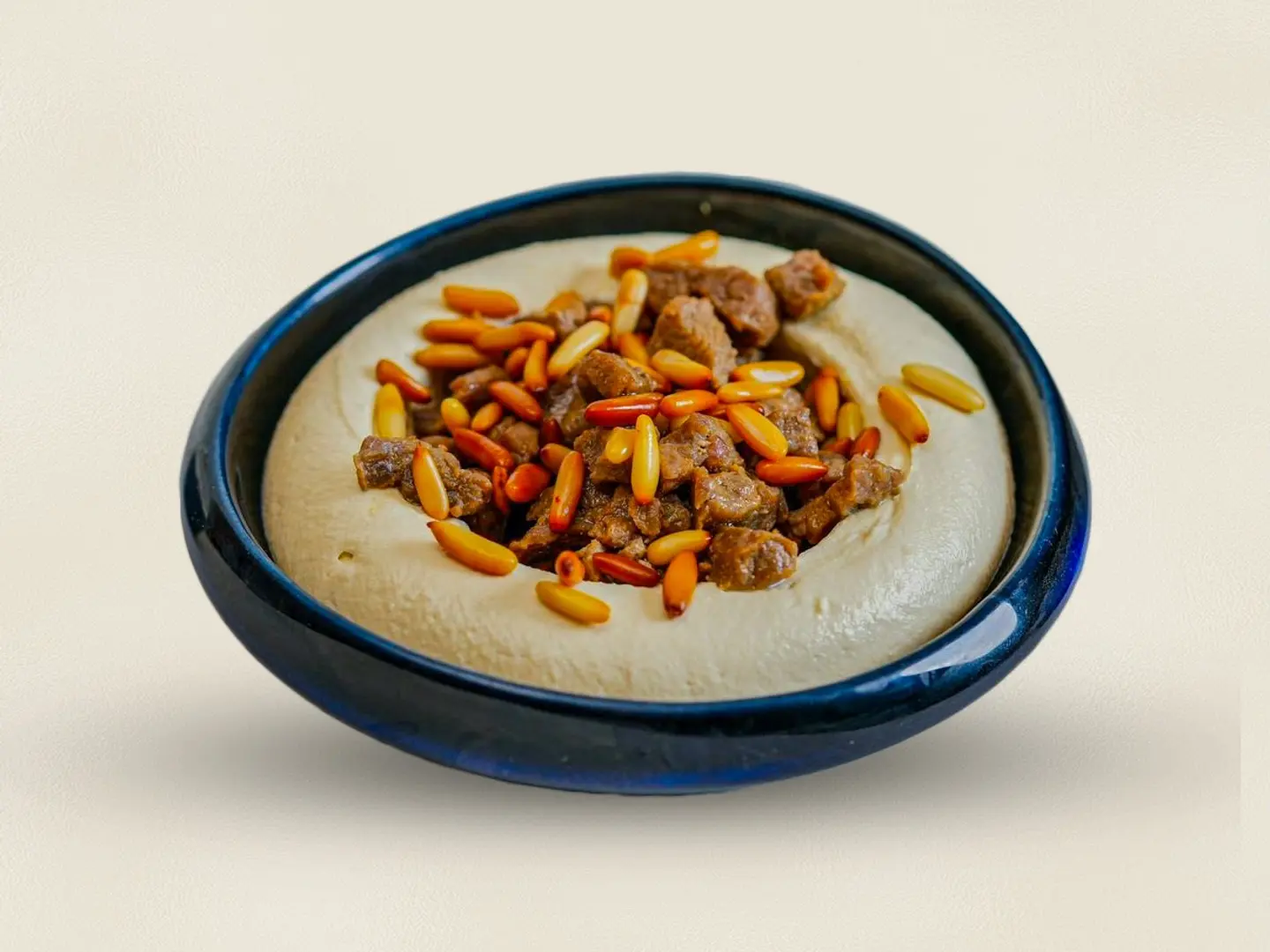 Hummus With Meat And Pine Nuts