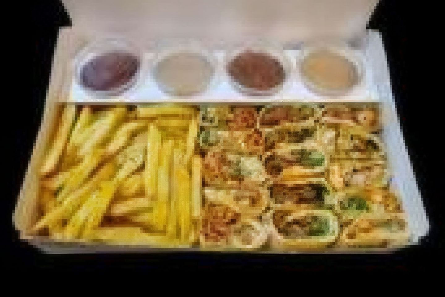 Box Of Mixed Sandwiches On Charcoal