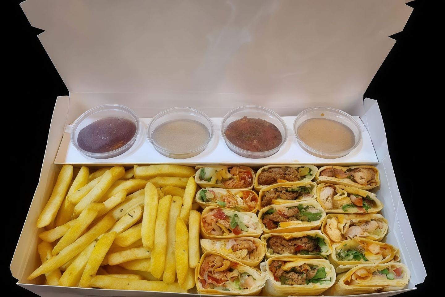 Box Of Mixed Sandwiches On Charcoal