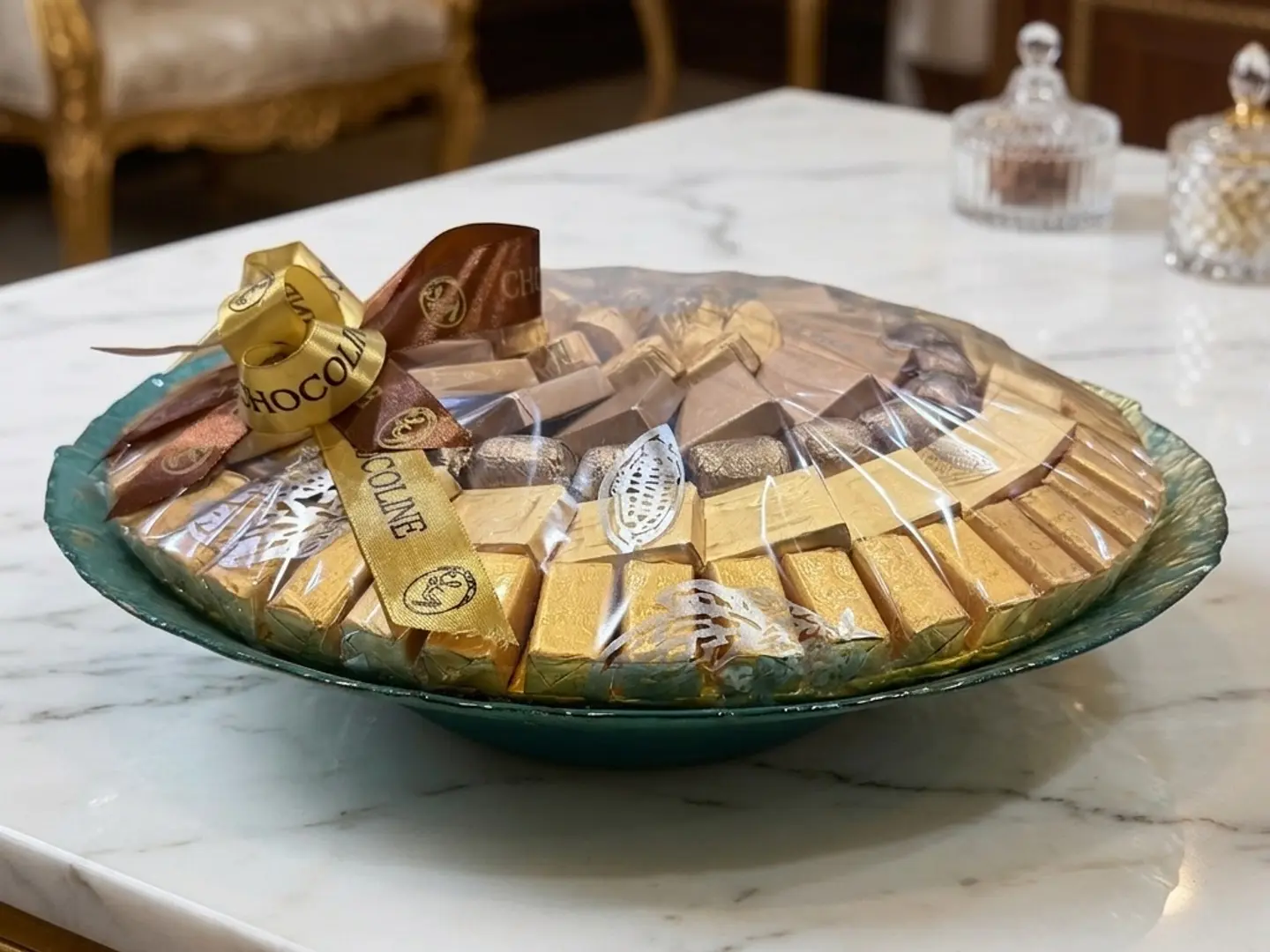 صحن شوكولاتة مغلفة وسط باركود (2000097273)