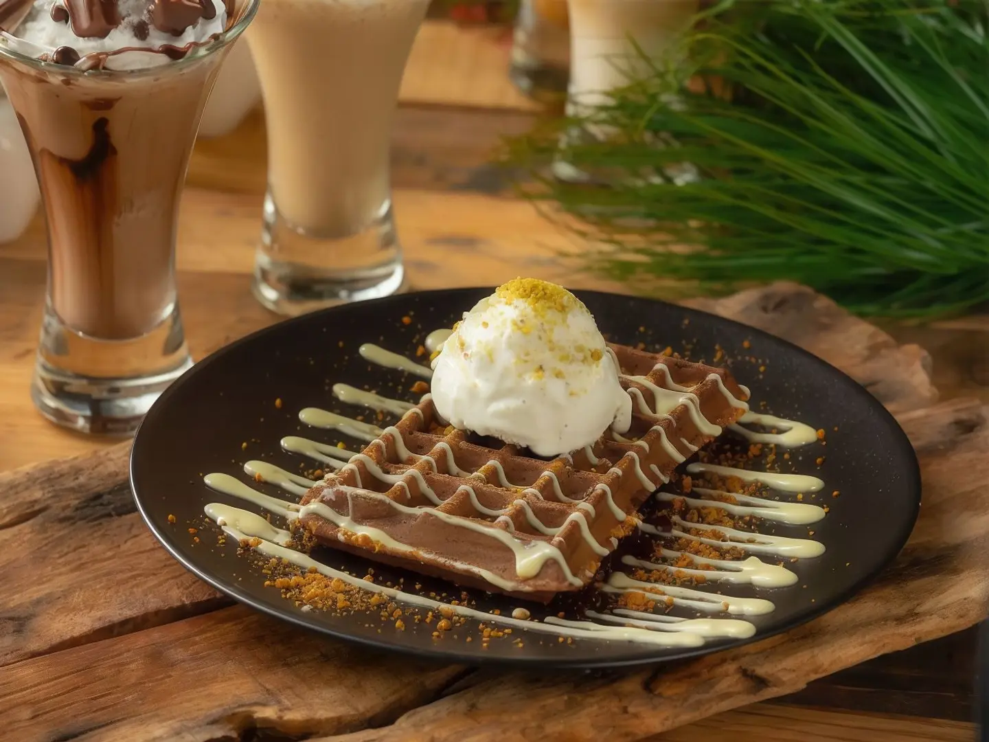 Ice Cream Brownies Waffle