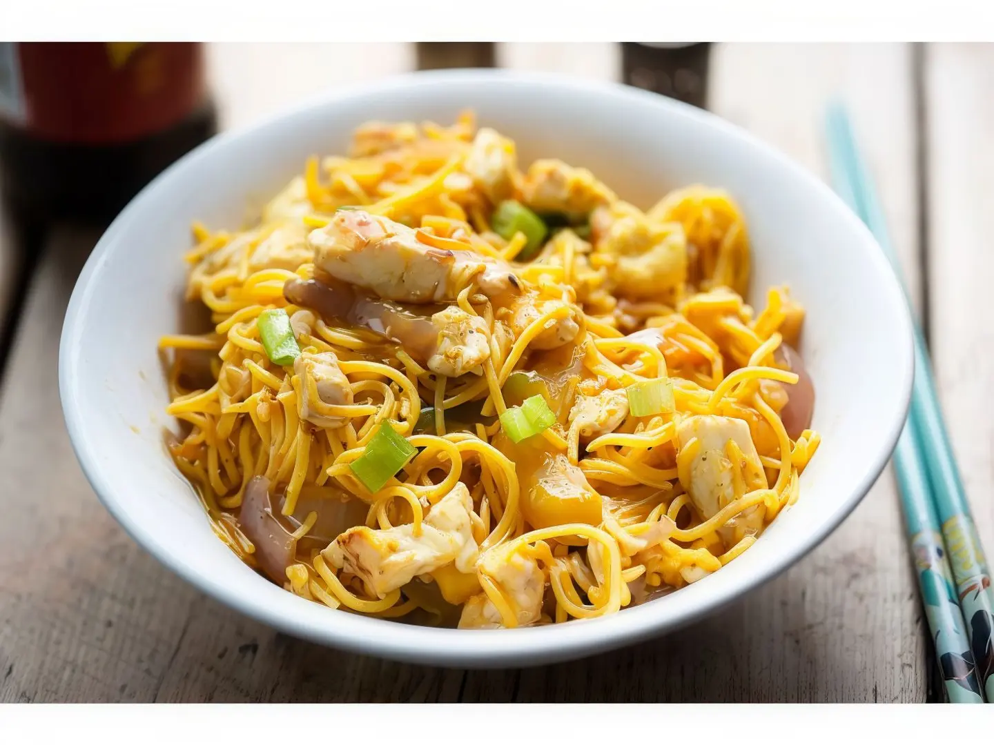 Egg Noodles With Sauce And Chicken
